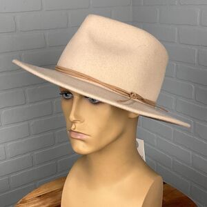 Wyeth Hat Mens 0S Beige Wool Rawhide‎ Trim Western Cowboy Rancher Classic NWT